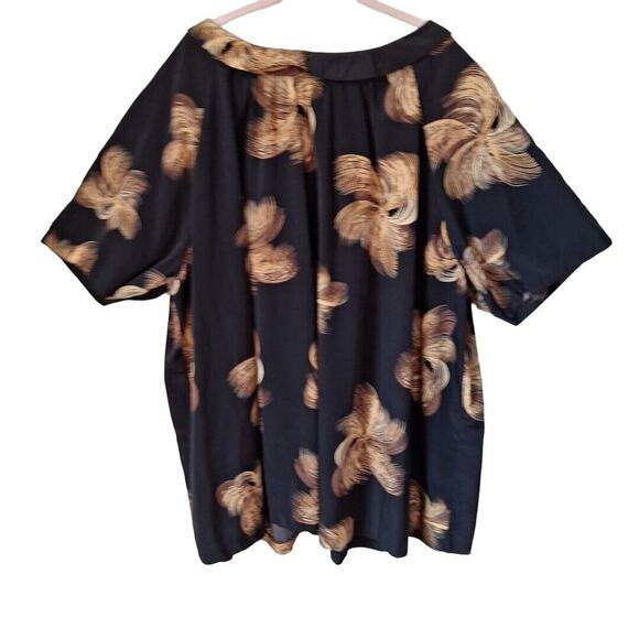 Romans Black Peter Pan Collar Babydoll Tunic Blouse Women Size 32W Retro Goth - Picture 7 of 7